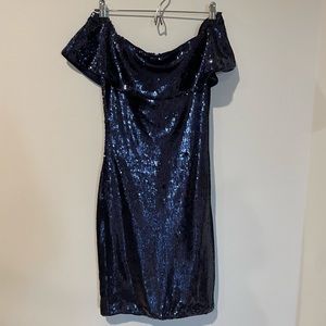 Topshop/TFNC off-the-shoulder sequin dress